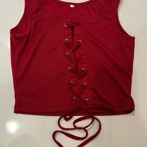 Red Lace-Up Tank Top